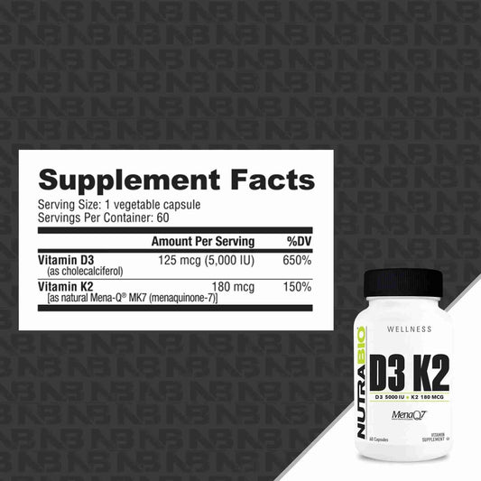 NutraBio - Vitamin D3 & K2 - Vitamin & Mineral - Animal Supps | Sports Nutrition & Supplement Store | Vineland, NJ