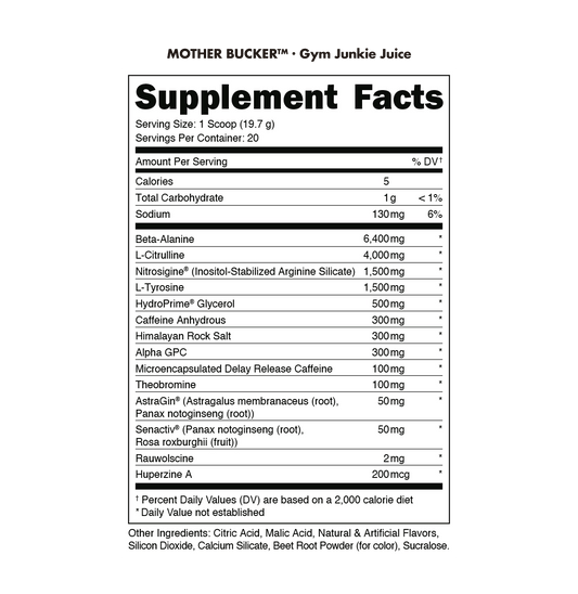 BuckedUp - Mother Bucker Pre - Workout - Junkie Juice 20serv - Pre - Workout - Animal Supps | Sports Nutrition & Supplement Store | Vineland, NJ