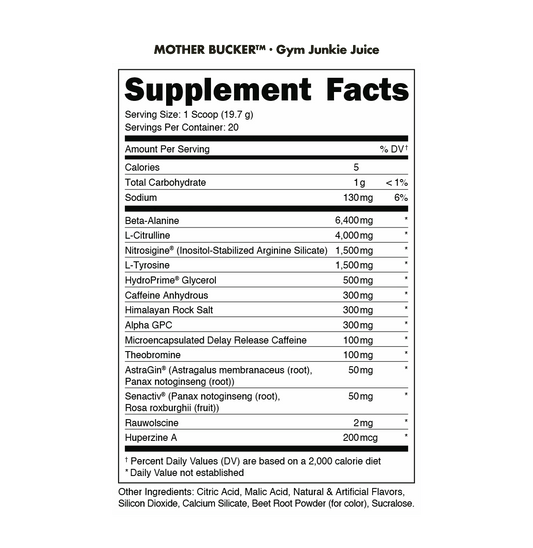 BuckedUp - Mother Bucker Pre - Workout - Junkie Juice 20serv - Pre - Workout - Animal Supps | Sports Nutrition & Supplement Store | Vineland, NJ