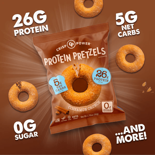 Crisp Power - Protein Pretzels - Cinnamon Crunch - Food/Snacks - Animal Supps | Sports Nutrition & Supplement Store | Vineland, NJ