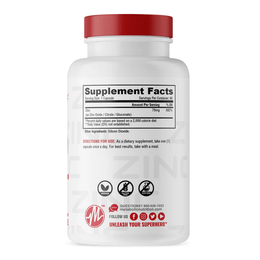 Metabolic Nutrition - Zinc - 90ct - Zinc - Animal Supps | Sports Nutrition & Supplement Store | Vineland, NJ