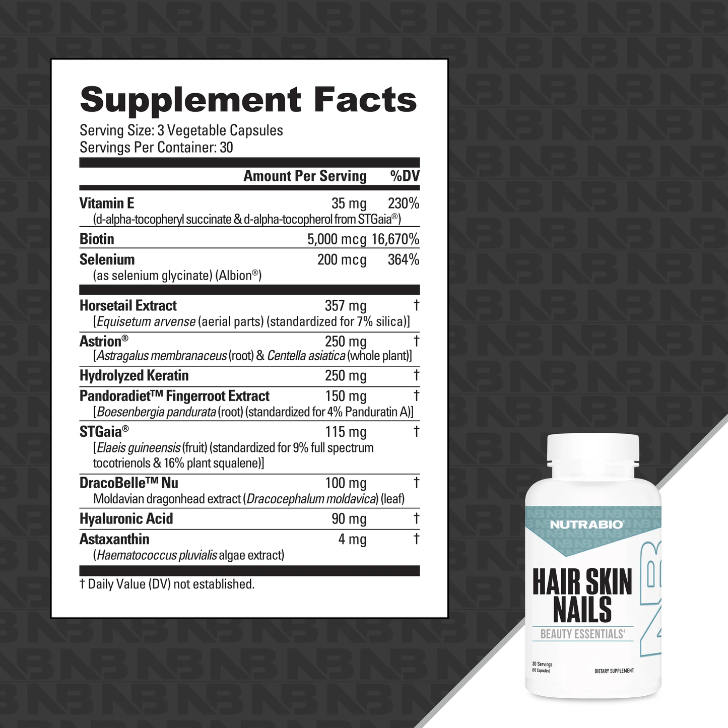 NutraBio - Hair Skin Nails - 30serv - Beauty Support - Animal Supps | Sports Nutrition & Supplement Store | Vineland, NJ