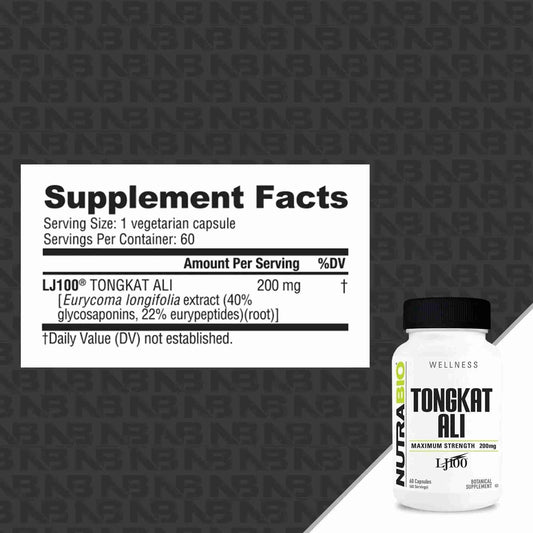 NutraBio - Tongkat Ali LJ100 (200mg) - Hormonal Support - Animal Supps | Sports Nutrition & Supplement Store | Vineland, NJ