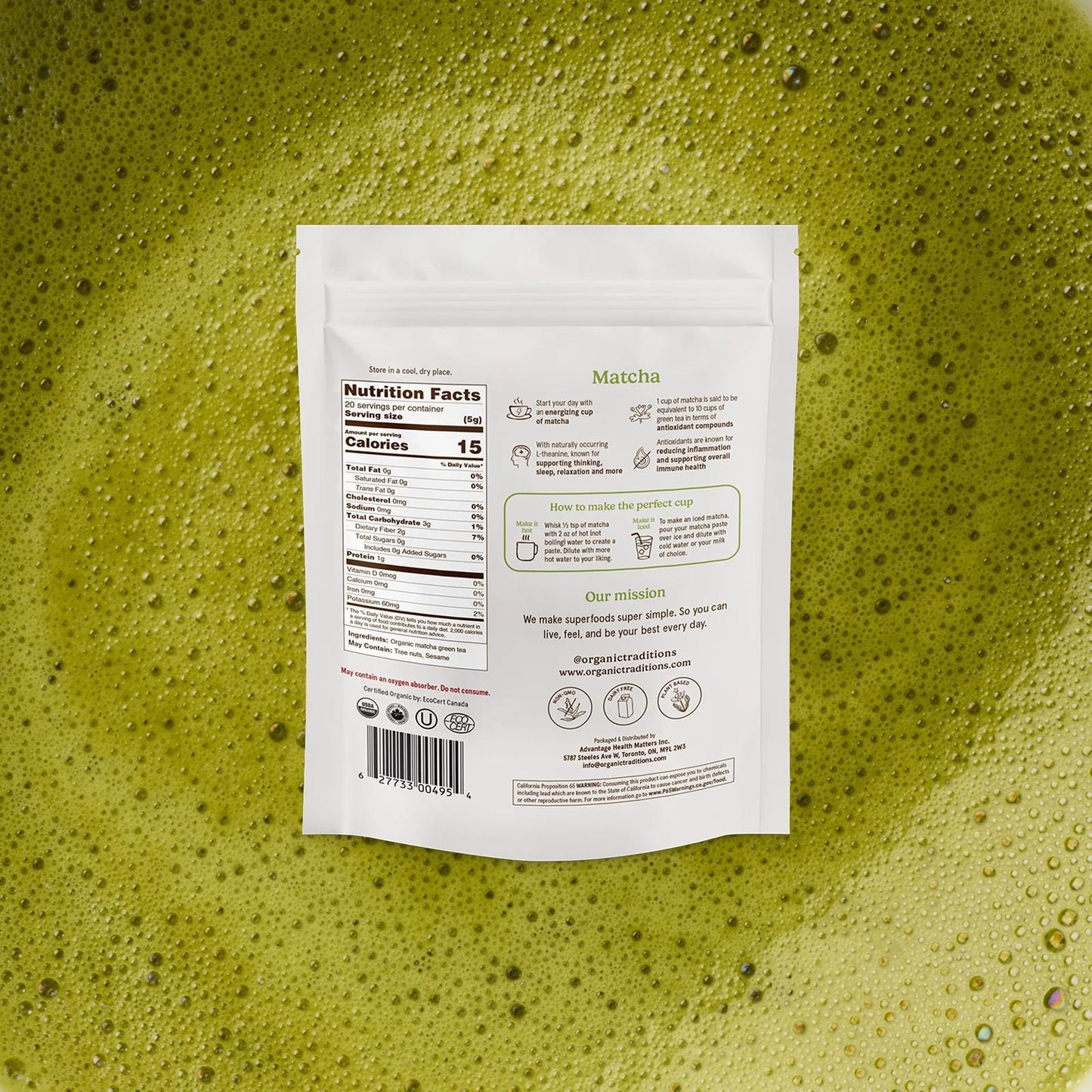 Organic Traditions Superfoods – Premium Matcha Tea - 1 - Bag - Matcha - Animal Supps | Sports Nutrition & Supplement Store | Vineland, NJ