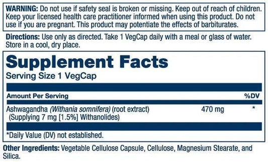 Solaray - Ashwagandha Root Extract - 60caps - Vitamin & Mineral -Animal Supps | Supplement, Sports Nutrition, and Vitamin Shop | Vineland NJ