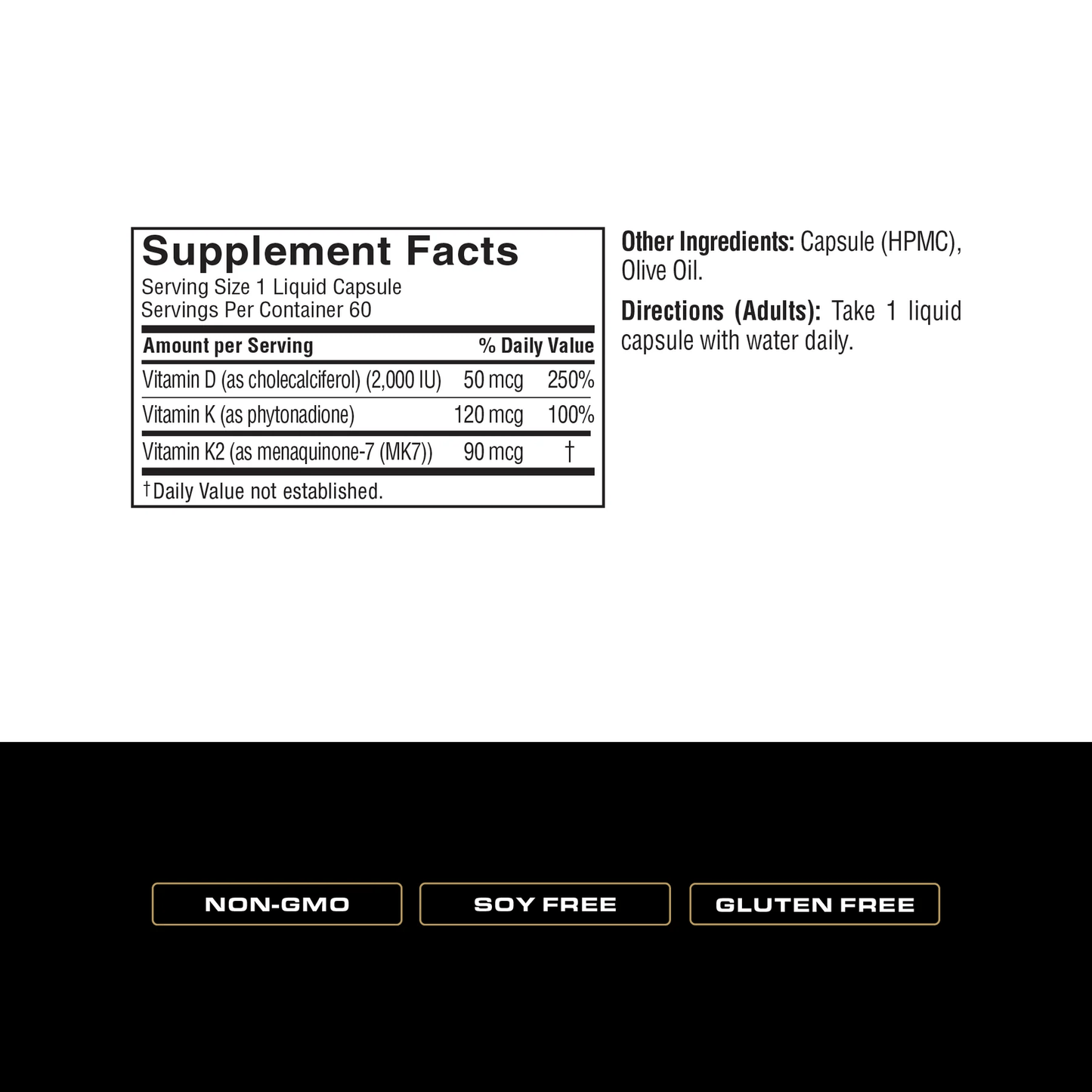 Spoken Nutrition - D3+K1/K2 - 60ct - Vitamin & Mineral - Animal Supps | Sports Nutrition & Supplement Store | Vineland, NJ