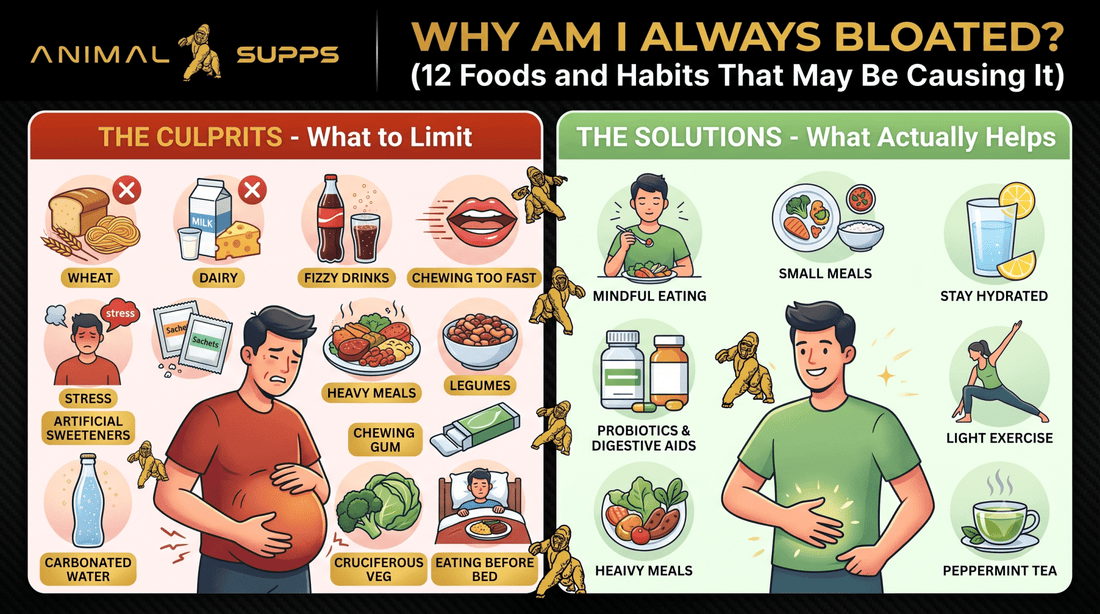 Why Am I Always Bloated? 12 Foods and Habits That May Be Causing It (And What Actually Helps) - Animal Supps | Supplement, Sports Nutrition, and Vitamin Shop | Vineland NJ