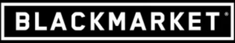 BlackMarket logo in white text on a black rectangular background, bold typography