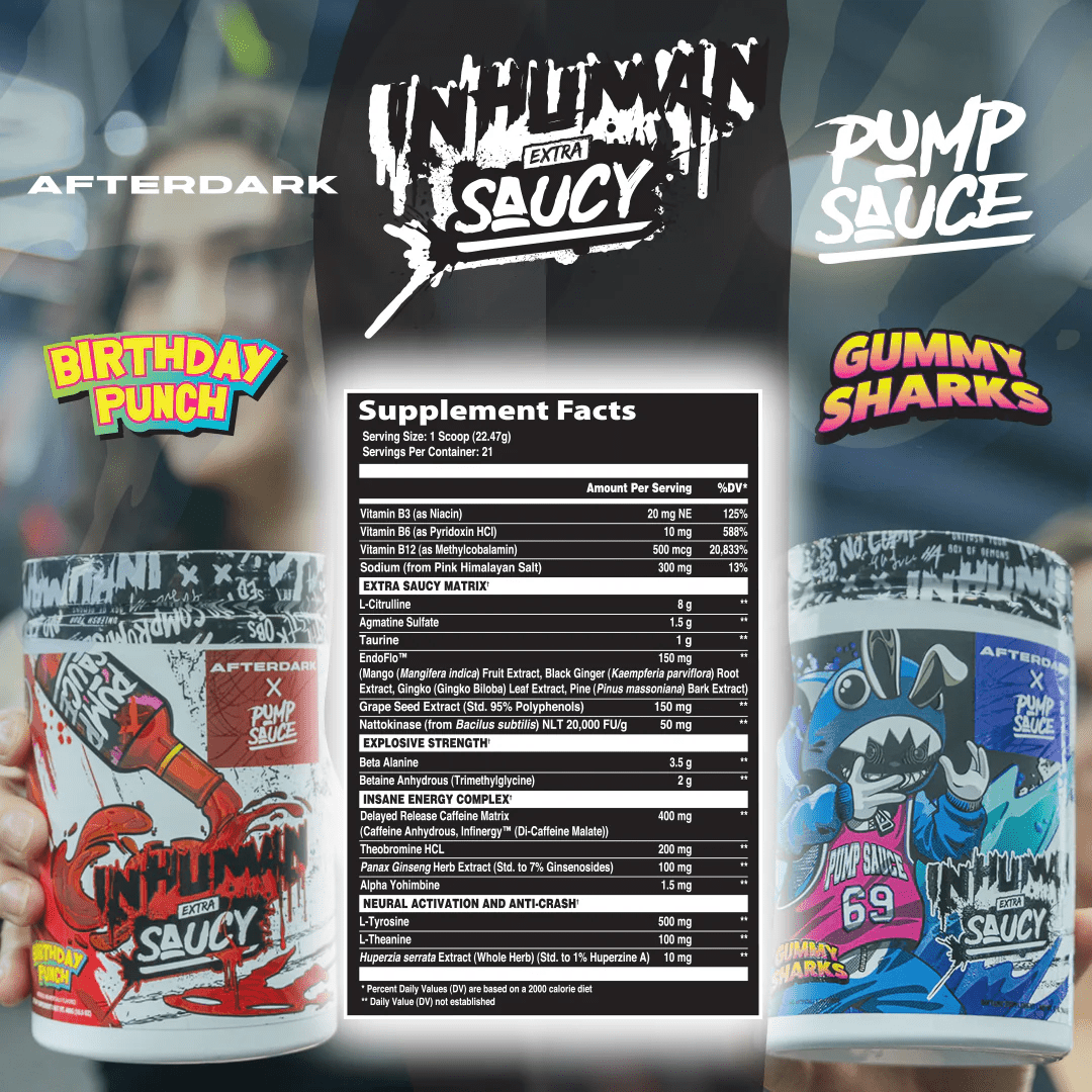 Afterdark x Pump Sauce - Inhuman Extra Saucy Pre - Workout - Gummy Sharks - Pre - Workout - Animal Supps | Sports Nutrition & Supplement Store | Vineland, NJ