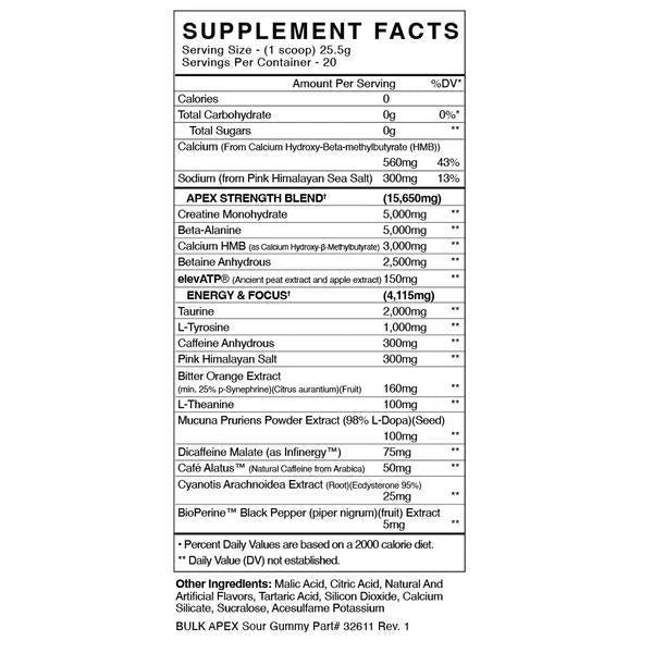 Black Market - BULK Apex - Sour Gummy 20 serving - Pre - Workout - Animal Supps | Supplement, Sports Nutrition, and Vitamin Shop | Vineland NJ