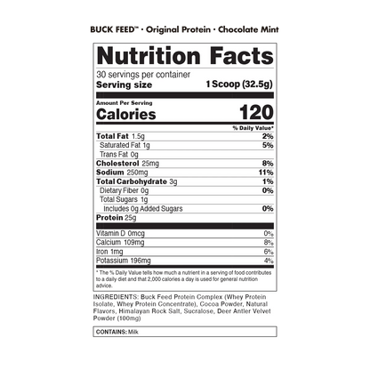 BuckedUp - BuckFeed Original Protein - Chocolate Mint 30serv - Protein - Animal Supps | Sports Nutrition & Supplement Store | Vineland, NJ