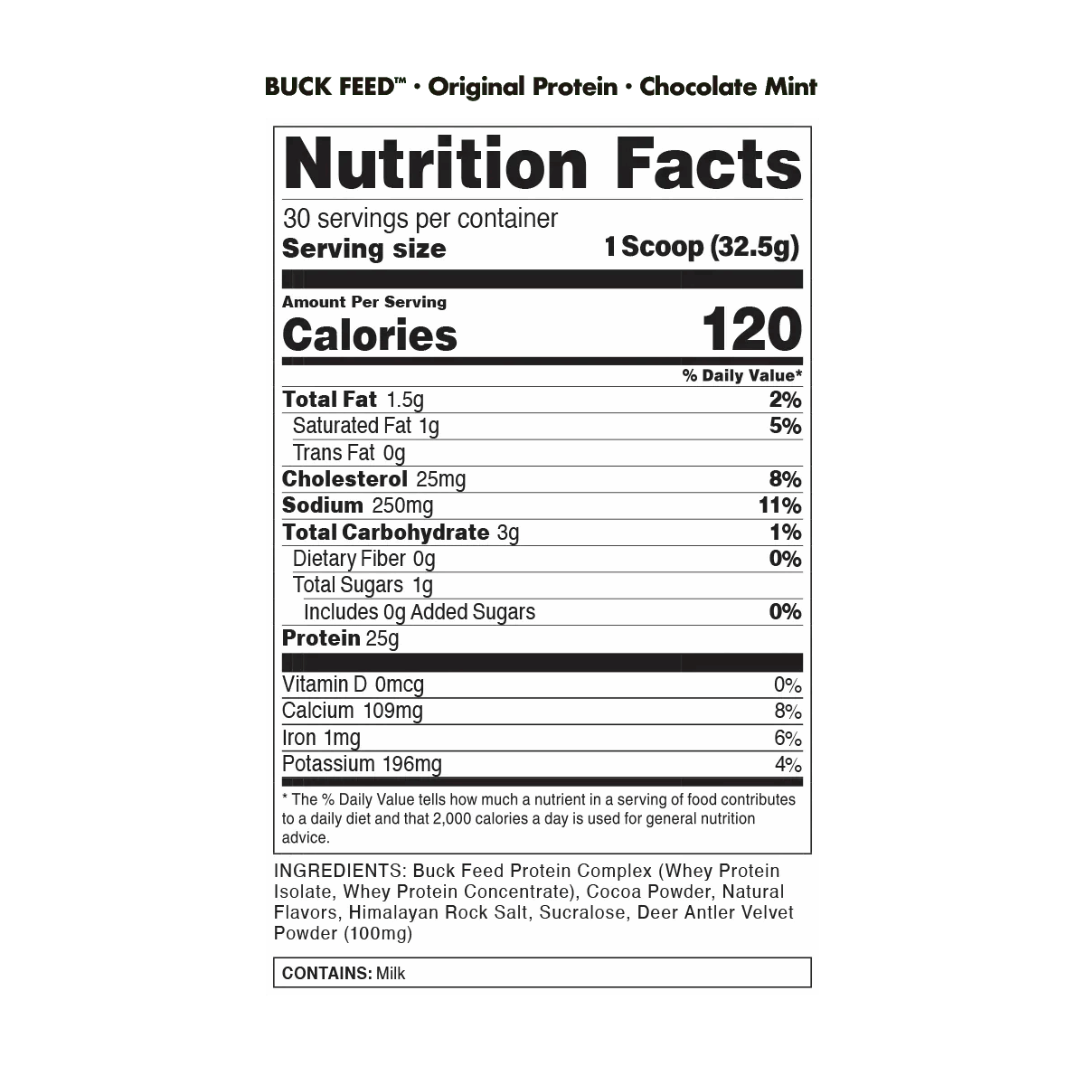 BuckedUp - BuckFeed Original Protein - Chocolate Mint 30serv - Protein - Animal Supps | Sports Nutrition & Supplement Store | Vineland, NJ