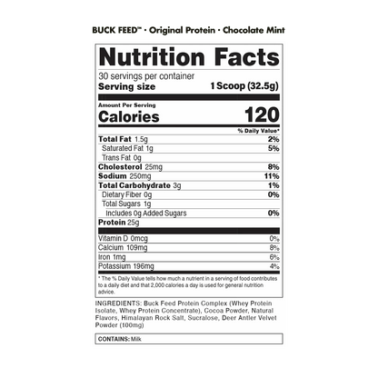 BuckedUp - BuckFeed Original Protein - Chocolate Mint 30serv - Protein - Animal Supps | Sports Nutrition & Supplement Store | Vineland, NJ