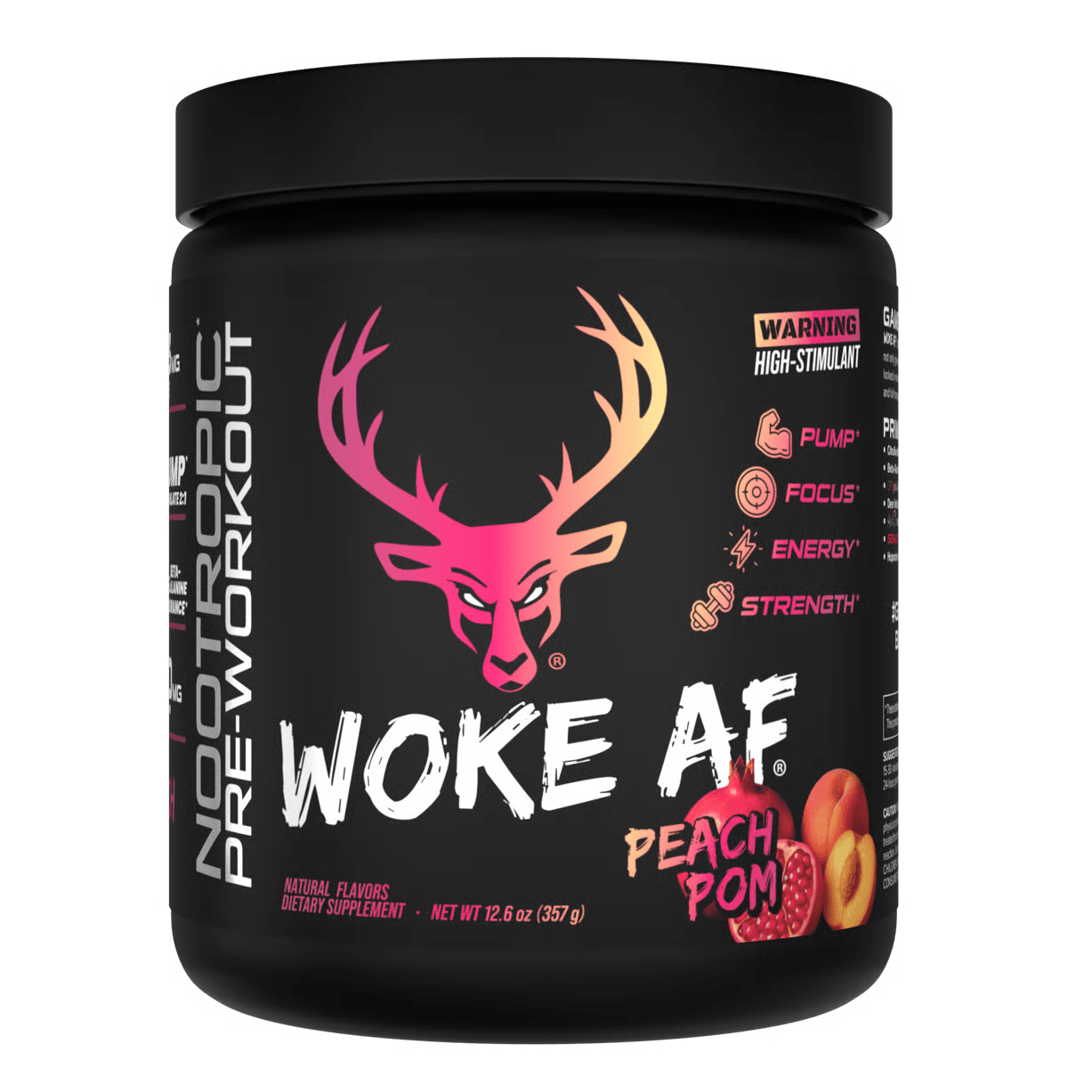 BuckedUp - Woke AF High Stimulant Pre - Workout - Peach Pom 30serv - Pre - Workout - Animal Supps | Sports Nutrition & Supplement Store | Vineland, NJ