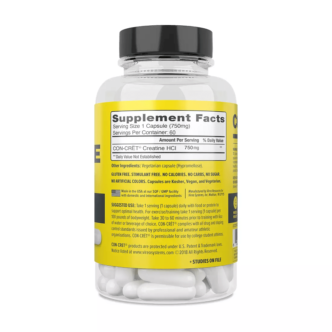 CON - CRET® - Creatine HCl Capsules - Capsules 60ct - Creatine - Animal Supps | Supplement, Sports Nutrition, and Vitamin Shop | Vineland NJ