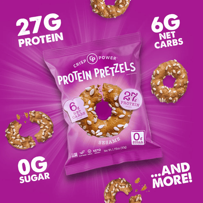 Crisp Power - Protein Pretzels - Sesame - Food/Snacks - Animal Supps | Sports Nutrition & Supplement Store | Vineland, NJ