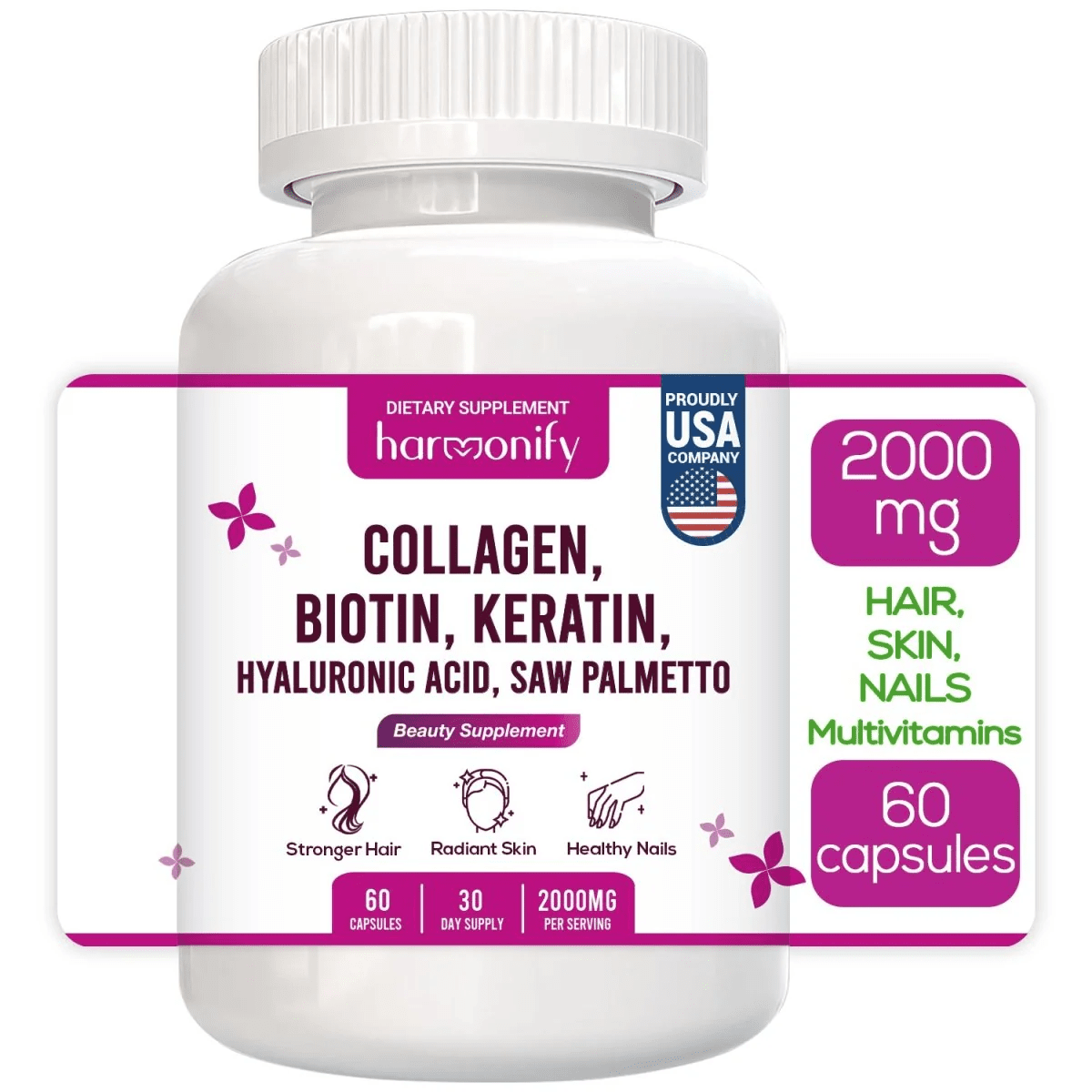 Harmonify - Collagen Biotin Keratin Hair, Skin & Nails Formula - 60ct - Vitamin & Mineral - Animal Supps | Sports Nutrition & Supplement Store | Vineland, NJ