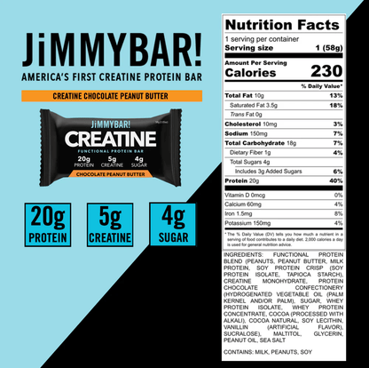 Jimmy! - Creatine Protein Bar - Chocolate Peanut Butter Single - Protein Bar - Animal Supps | Supplement, Sports Nutrition, and Vitamin Shop | Vineland NJ
