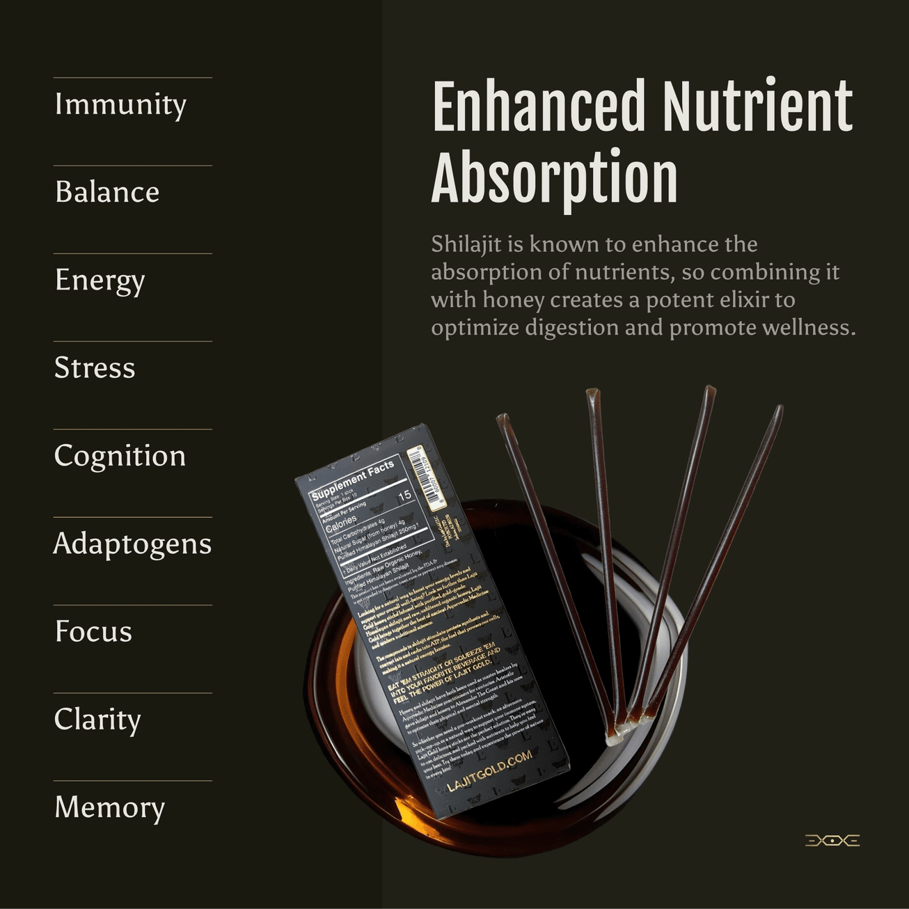 Lajit Gold - Shilajit Infused Honey Sticks - 10ct - Shilajit - Animal Supps | Sports Nutrition & Supplement Store | Vineland, NJ