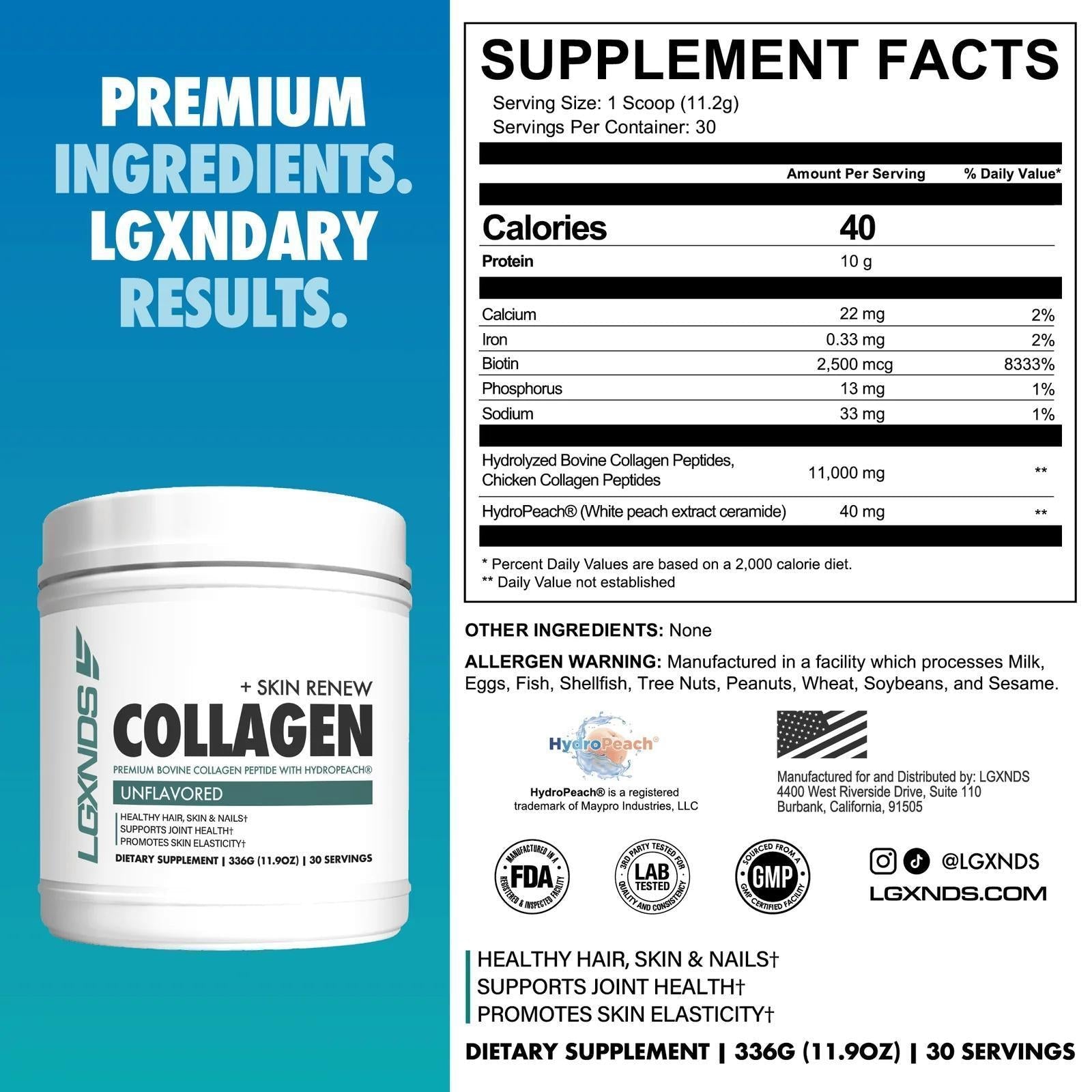 LGXNDS - Collagen+ Skin Renew - 30serv - Creatine - Animal Supps | Supplement, Sports Nutrition, and Vitamin Shop | Vineland NJ