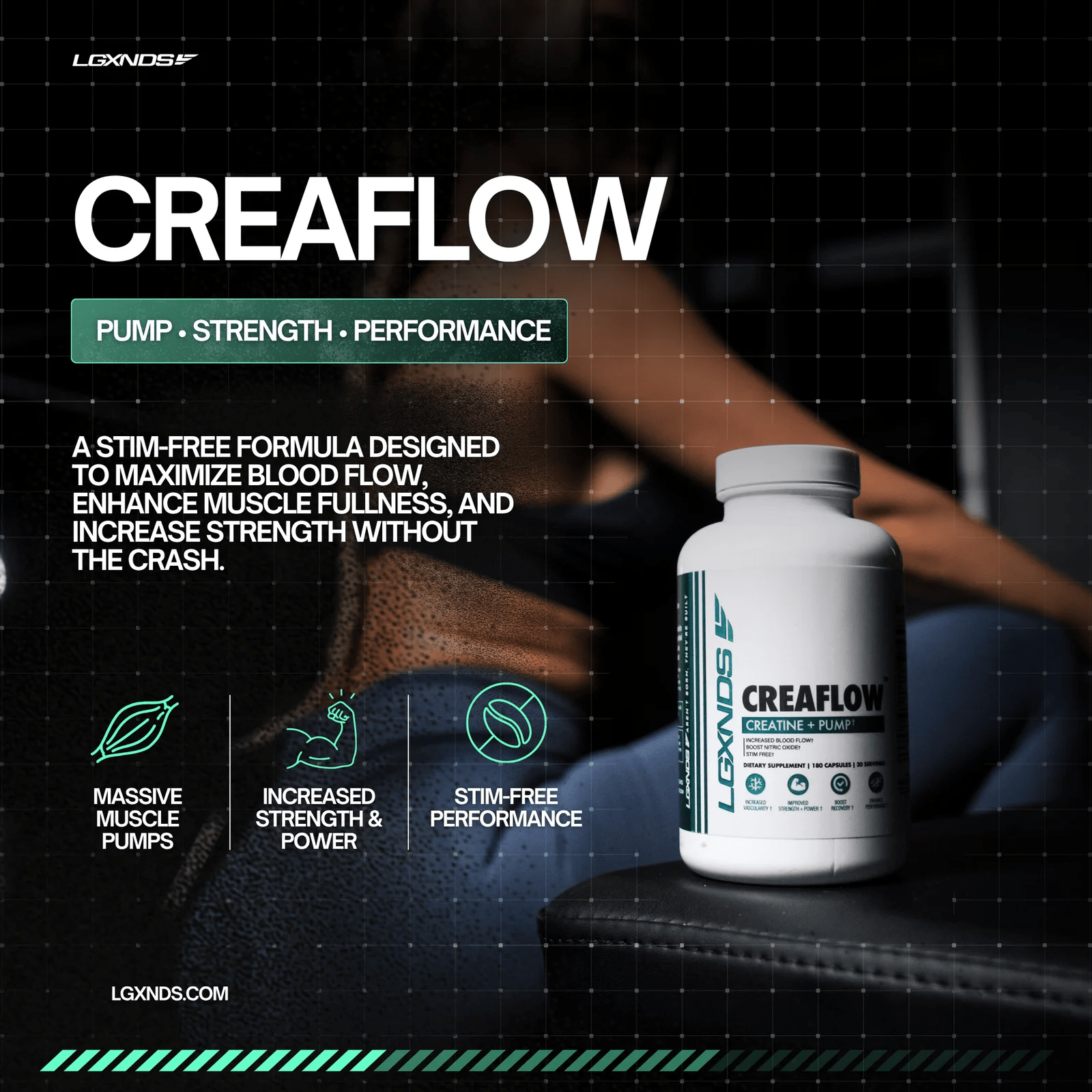 LGXNDS - CreaFlow Creatine + Pump - 30serv - Creatine - Animal Supps | Supplement, Sports Nutrition, and Vitamin Shop | Vineland NJ