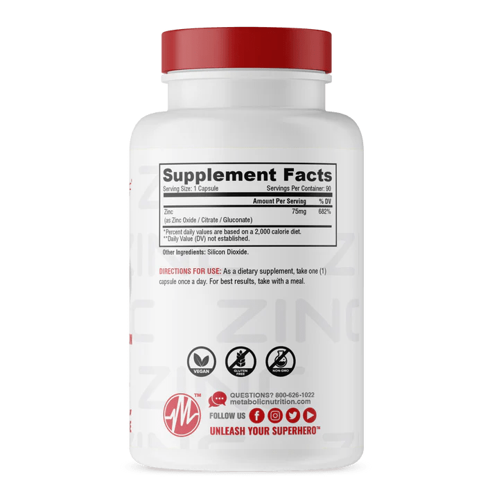 Metabolic Nutrition - Zinc - 90ct - Zinc - Animal Supps | Sports Nutrition & Supplement Store | Vineland, NJ