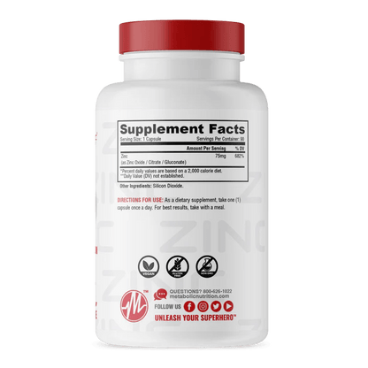 Metabolic Nutrition - Zinc - 90ct - Zinc - Animal Supps | Sports Nutrition & Supplement Store | Vineland, NJ