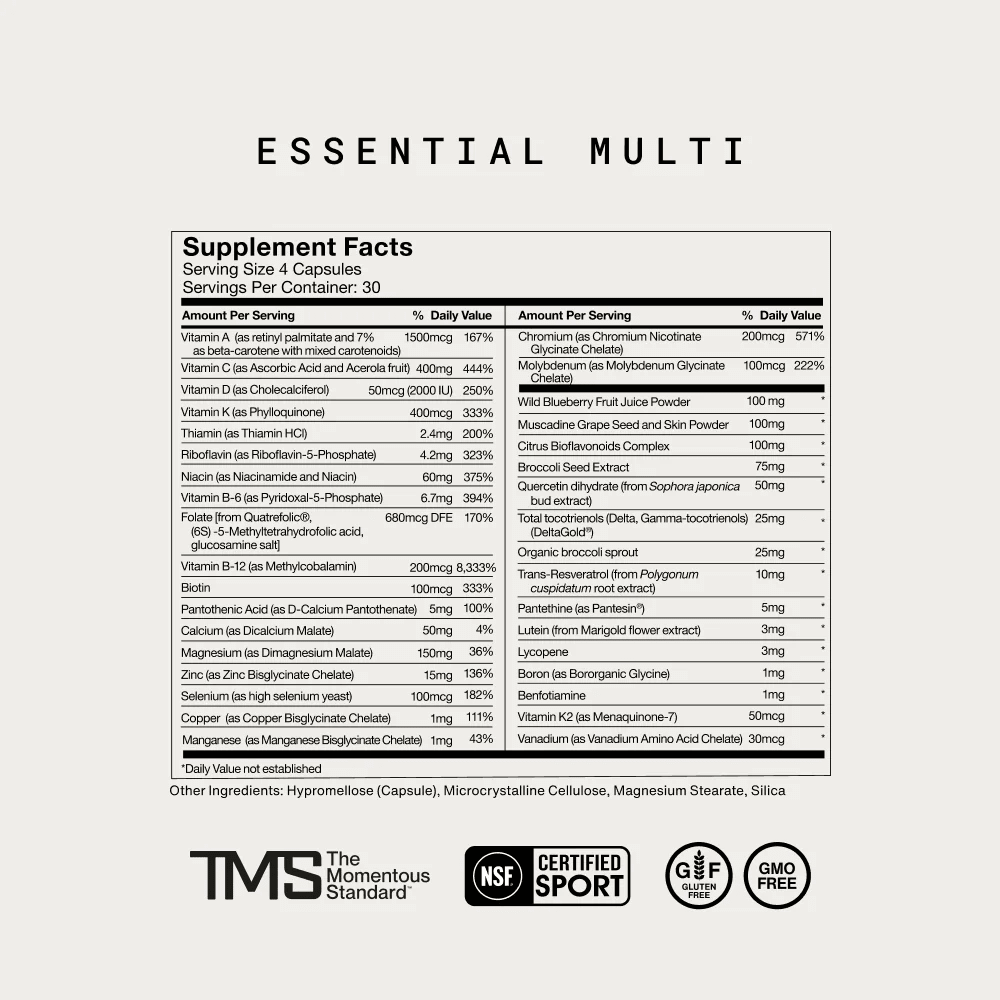 Momentous - Essential Multi - 120ct - Vitamin & Mineral - Animal Supps | Supplement, Sports Nutrition, and Vitamin Shop | Vineland NJ