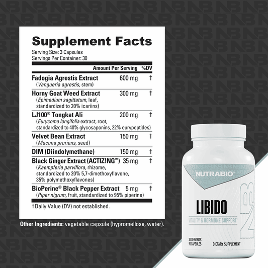 NutraBio - Libido - 30serv - Hormonal Support - Animal Supps | Sports Nutrition & Supplement Store | Vineland, NJ