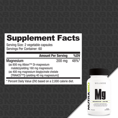 NutraBio - Magnesium Complex (200mg) - Magnesium - Animal Supps | Sports Nutrition & Supplement Store | Vineland, NJ