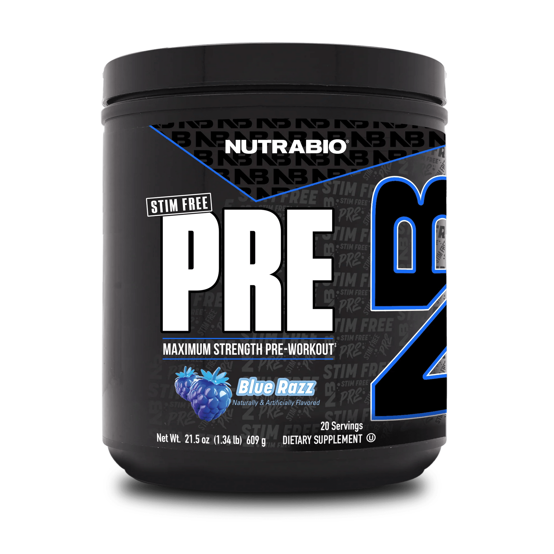 NutraBio - PRE Stim Free - Blue Razz - Non - Stim Pre Workout - Animal Supps | Sports Nutrition & Supplement Store | Vineland, NJ