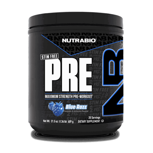 NutraBio - PRE Stim Free - Blue Razz - Non - Stim Pre Workout - Animal Supps | Sports Nutrition & Supplement Store | Vineland, NJ