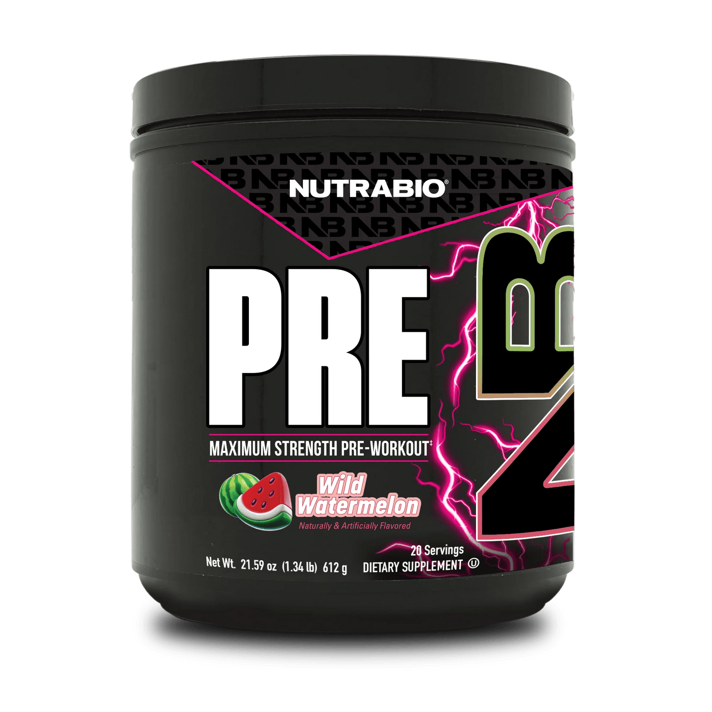 NutraBio - PRE Workout - Wild Watermelon 20serv - Pre - Workout - Animal Supps | Sports Nutrition & Supplement Store | Vineland, NJ