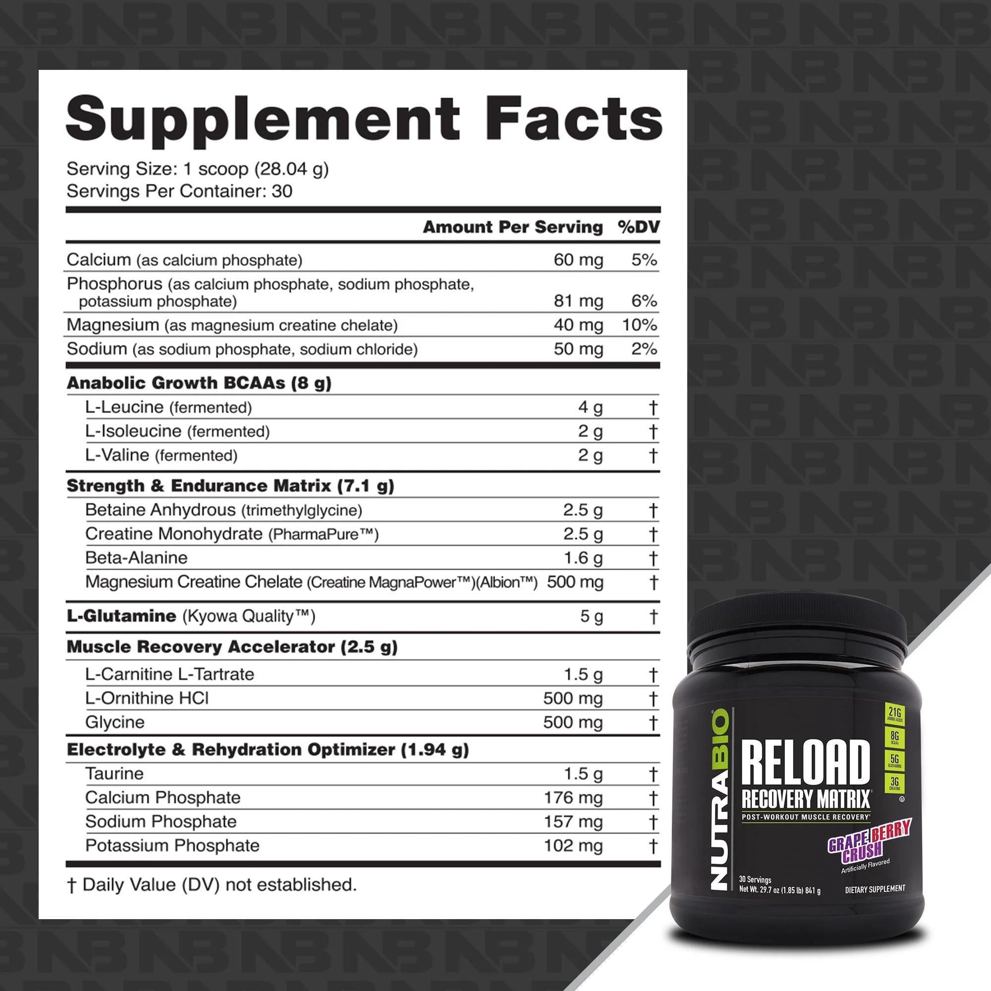 NutraBio - Reload - Kiwi Strawberry 30serv - Recovery - Animal Supps | Sports Nutrition & Supplement Store | Vineland, NJ