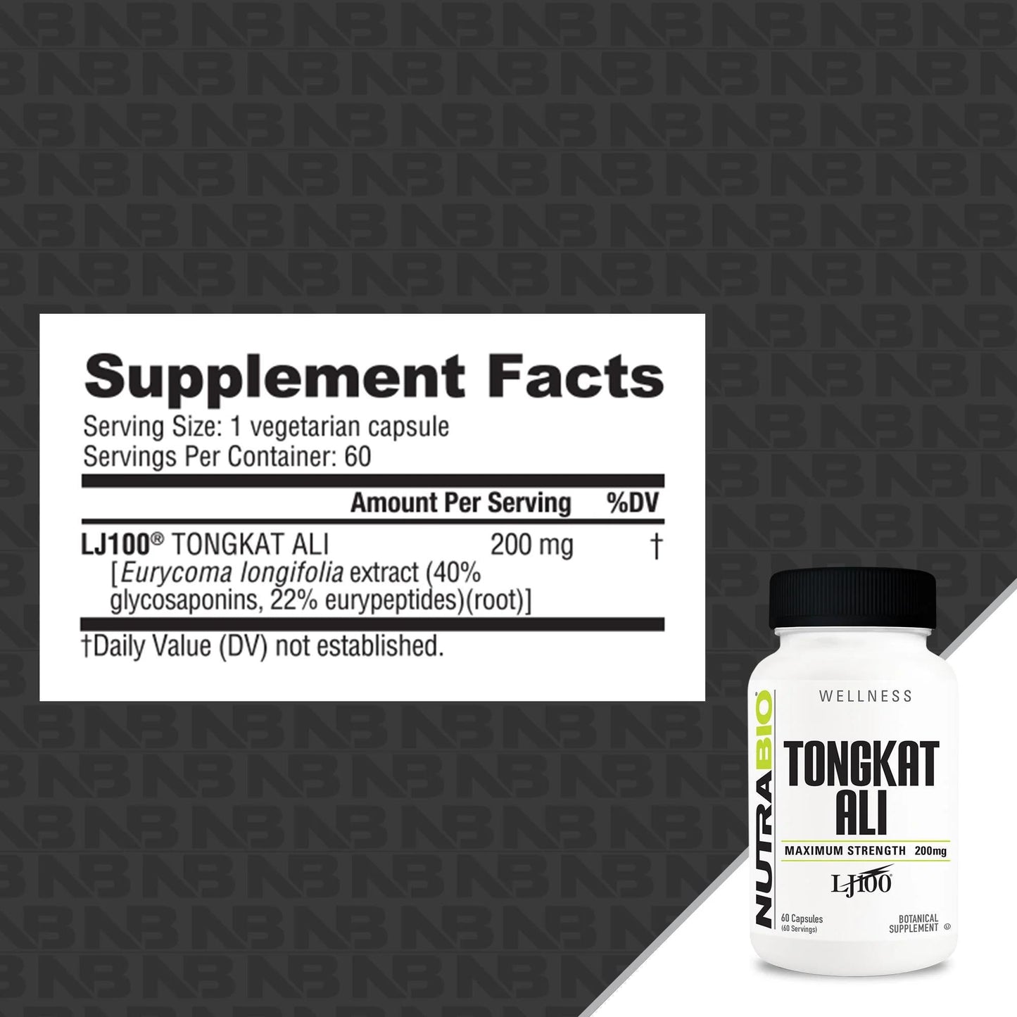 NutraBio - Tongkat Ali LJ100 (200mg) - Hormonal Support - Animal Supps | Sports Nutrition & Supplement Store | Vineland, NJ