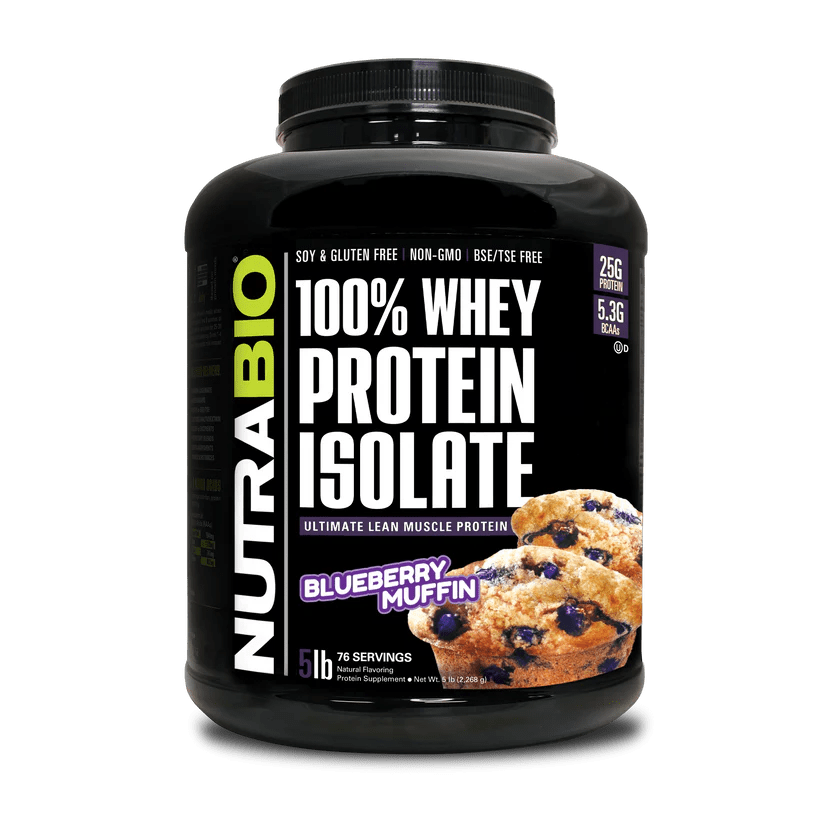 NutraBio - Whey Protein Isolate - Blueberry Muffin 5lb - Protein - Animal Supps | Sports Nutrition & Supplement Store | Vineland, NJ