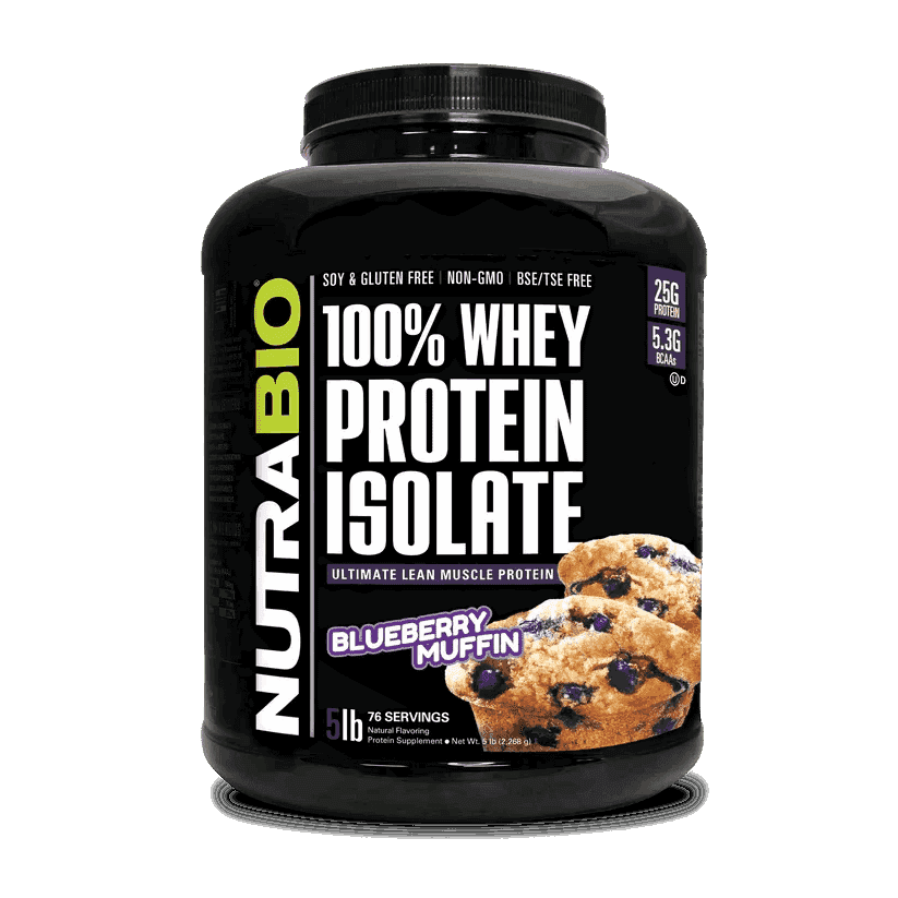 NutraBio - Whey Protein Isolate - Blueberry Muffin 5lb - Protein - Animal Supps | Sports Nutrition & Supplement Store | Vineland, NJ
