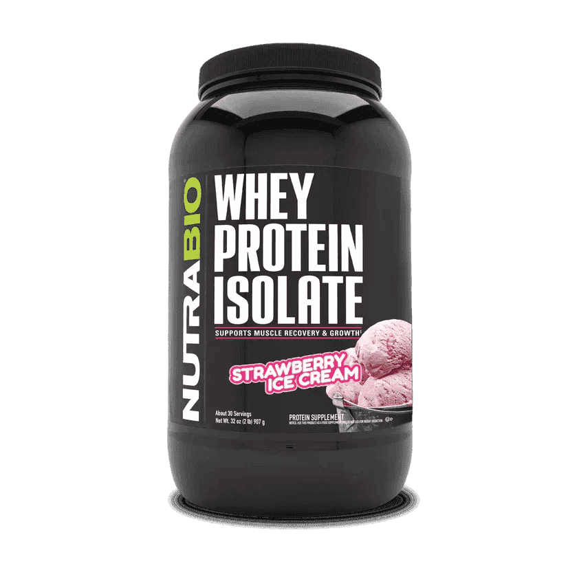 NutraBio - Whey Protein Isolate - Strawberry Ice Cream 2.2lb - Protein - Animal Supps | Sports Nutrition & Supplement Store | Vineland, NJ
