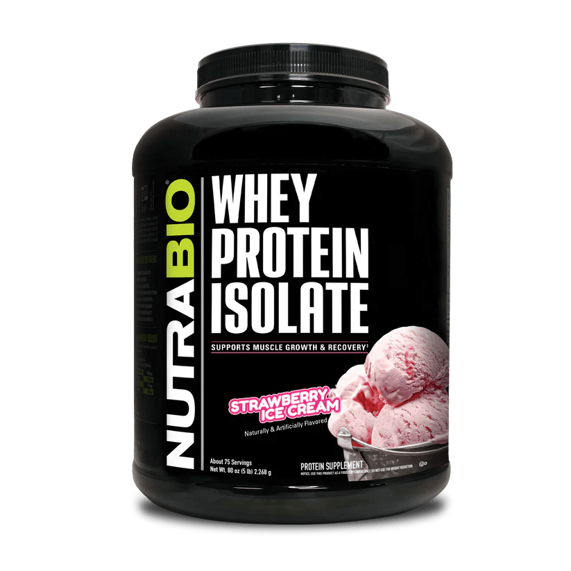 NutraBio - Whey Protein Isolate - Strawberry Ice Cream 5lb - Protein - Animal Supps | Sports Nutrition & Supplement Store | Vineland, NJ