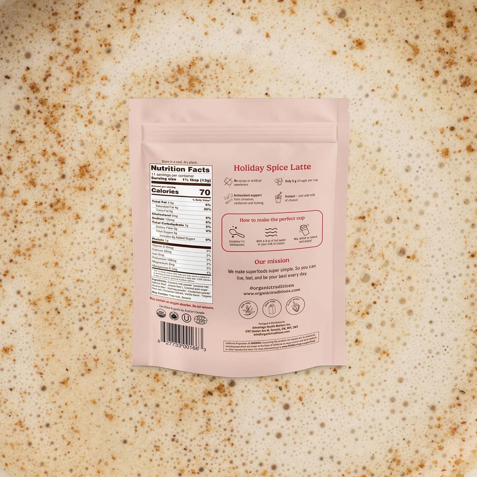 Organic Traditions Superfoods – Holiday Spice Latte - 1 - Bag - Coffee - Animal Supps | Sports Nutrition & Supplement Store | Vineland, NJ