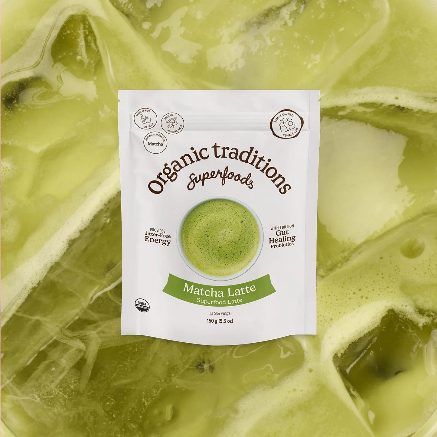 Organic Traditions Superfoods - Matcha Latte with Probiotics - 1 - Bag - Matcha - Animal Supps | Sports Nutrition & Supplement Store | Vineland, NJ