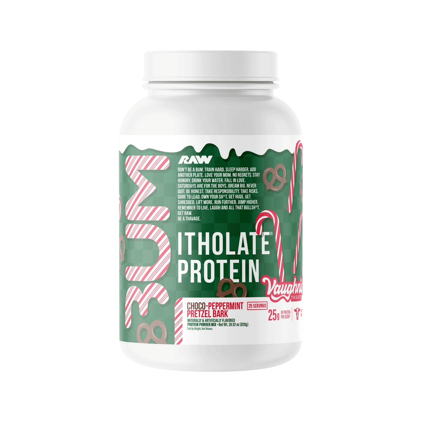 Raw - CBUM Itholate - Choco - Peppermint Pretzel Bark (Vaughn's Treats) 25serv - Whey Protein - Animal Supps | Sports Nutrition & Supplement Store | Vineland, NJ