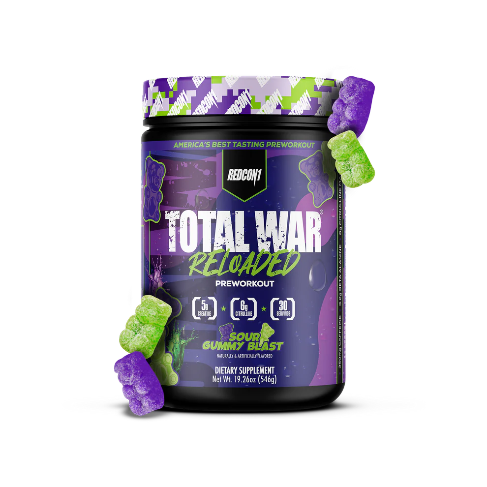 Redcon1 - Total War Reloaded - Sour Gummy Blast 30serv - Pre - Workout - Animal Supps | Supplement, Sports Nutrition, and Vitamin Shop | Vineland NJ