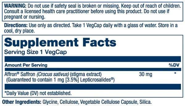 Solaray - Affron Saffron Extract - 60caps - Vitamin & Mineral -Animal Supps | Supplement, Sports Nutrition, and Vitamin Shop | Vineland NJ