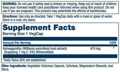 Solaray - Ashwagandha Root Extract - 60caps - Vitamin & Mineral -Animal Supps | Supplement, Sports Nutrition, and Vitamin Shop | Vineland NJ
