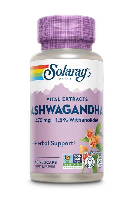 Solaray - Ashwagandha Root Extract - 60caps - Vitamin & Mineral -Animal Supps | Supplement, Sports Nutrition, and Vitamin Shop | Vineland NJ