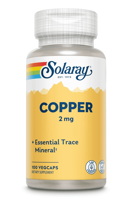 Solaray - Copper - 2mg 100ct - Vitamin & Mineral - Animal Supps | Sports Nutrition & Supplement Store | Vineland, NJ