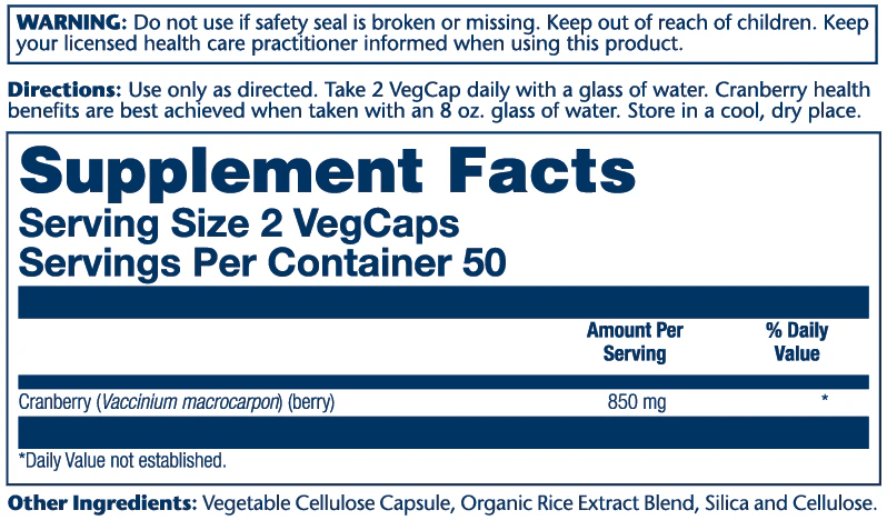 Solaray - Cranberry - 850mg 100ct - Herbal Supplement - Animal Supps | Sports Nutrition & Supplement Store | Vineland, NJ