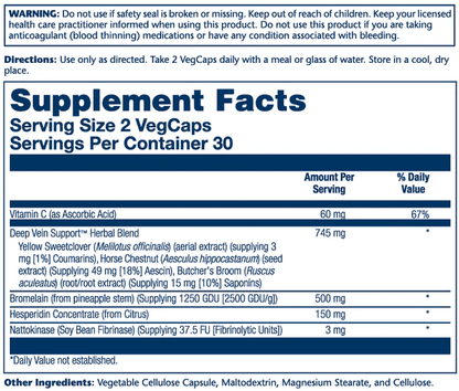 Solaray - Deep Vein Support - 60ct - Organ Support - Animal Supps | Sports Nutrition & Supplement Store | Vineland, NJ