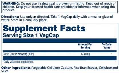 Solaray - Garlic Bulb - 100ct 500mg - Herbal Supplement - Animal Supps | Sports Nutrition & Supplement Store | Vineland, NJ